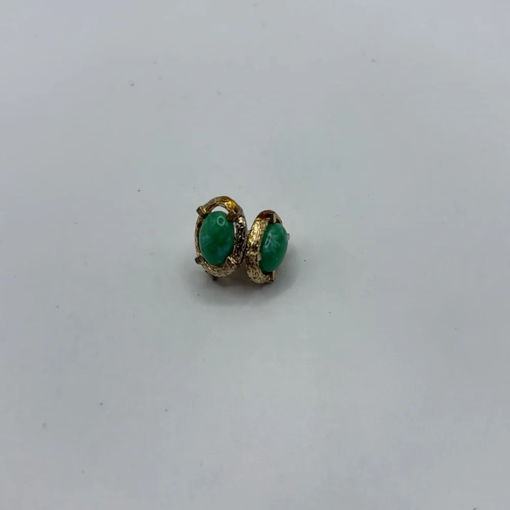 Green Stone Gold Tone Cufflinks Cuff Links Jewelry Accessory